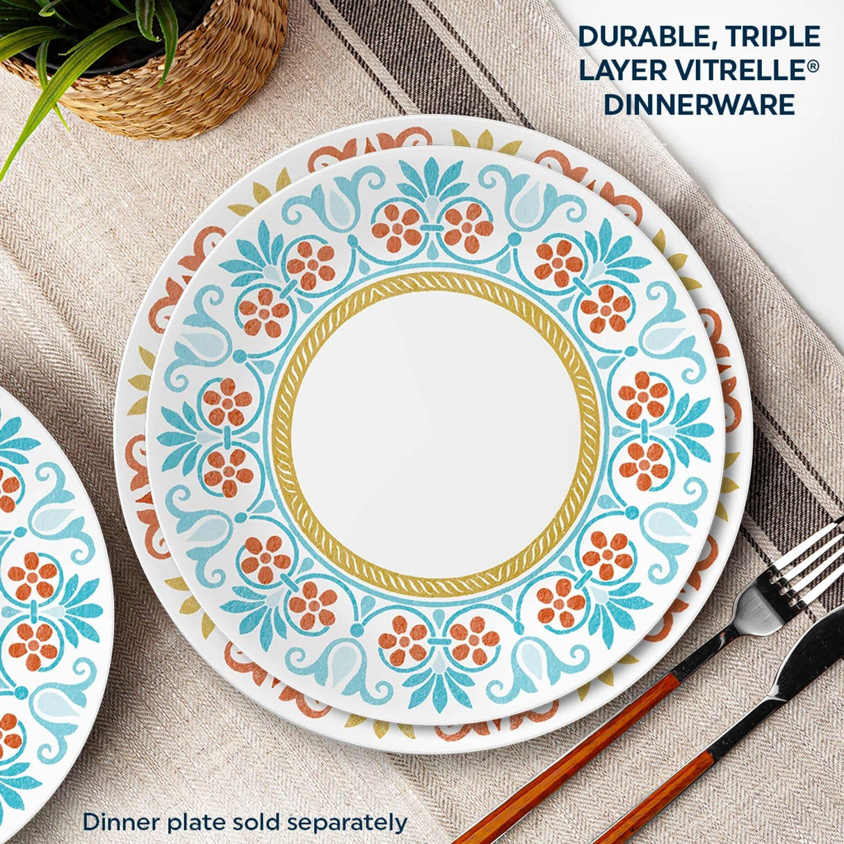 Global Collection Terracotta Dreams 8.5" Salad Plate with text durable triple layer vitrelle dinnerware