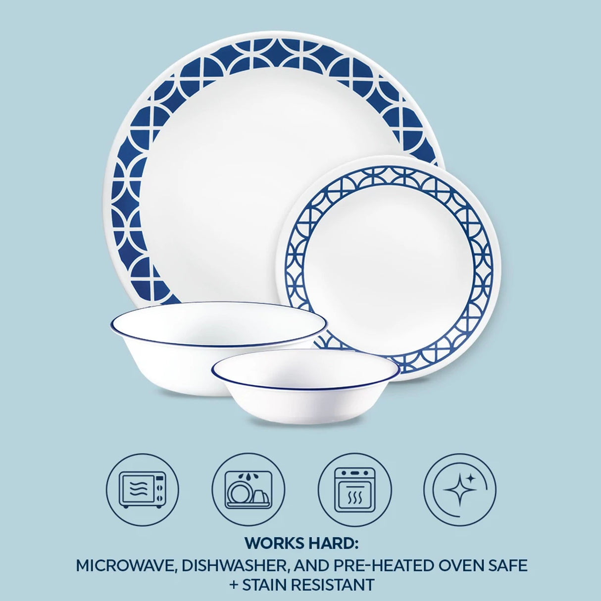 text works hard microwave dishwasher & pre-heated ovensafe & stain resistant