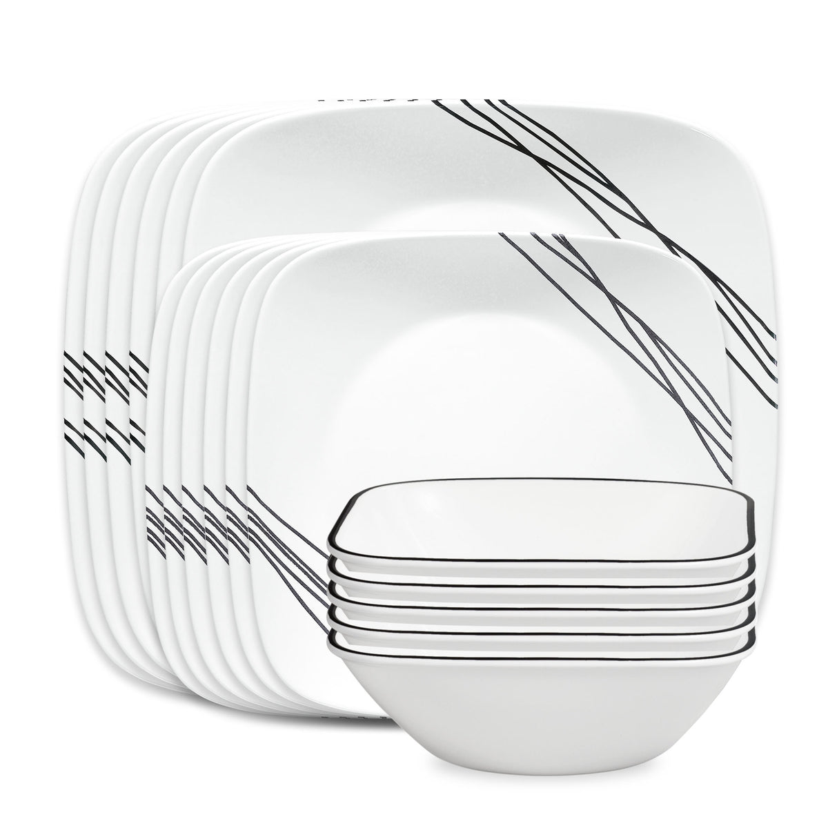 Corelle® Square Simple Sketch 18-piece Dinnerware Set, Service for 6