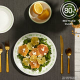 Spring Blossom Green dinnerware with text up to 80% recycled glass