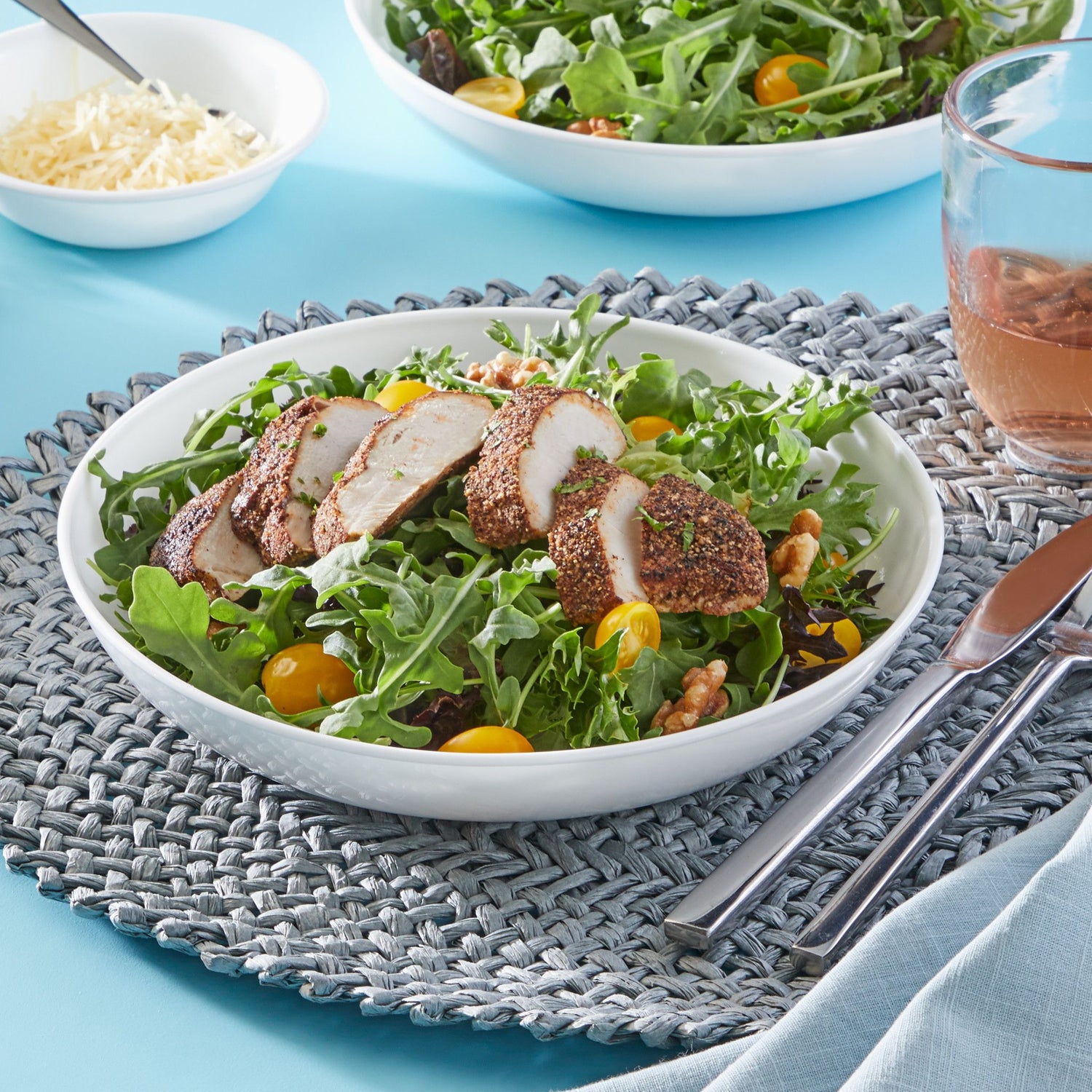  salad with meat in bowl on table