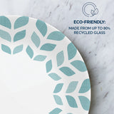  Northern Pines 8.5" Salad Plates on the table with text eco-friendly made from up to 80% recycled glass