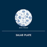  Botanical Stripes Salad Plate with dimensions 8.5in/21.6cm