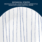  Botanical Stripes Appetizer Plate with text breathe in the salt air with breezy summer style paired with classic nautical design