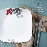  Kyoto Leaves square dinner plae on table with text eco-friendly made from up to 80% recycled glass