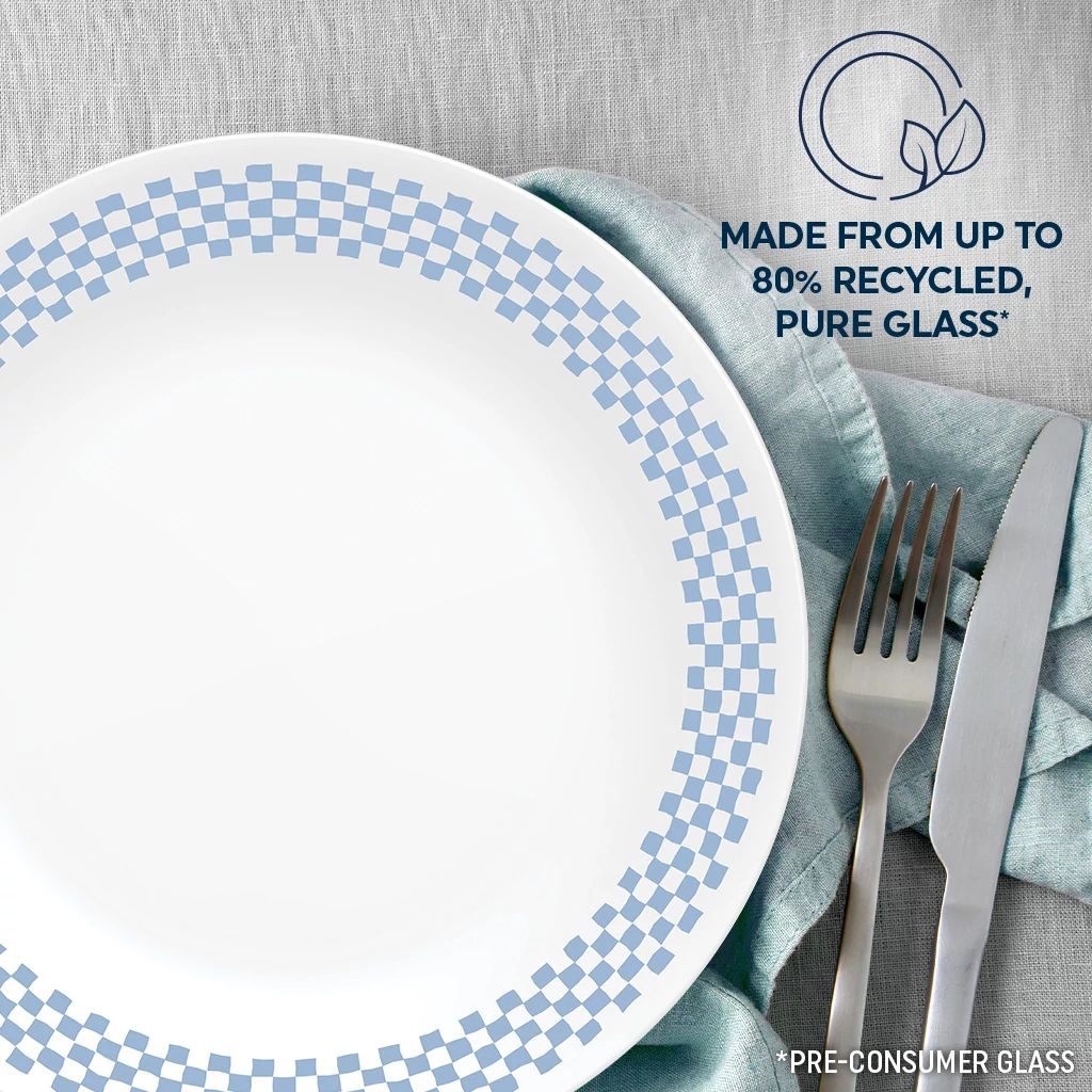  Amelia 10.25" Dinner Plate  with text made from up to 80% recycled pure glass