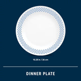  Amelia 10.25" Dinner Plate with plate dimensions shown in the photo of 10.25" diameter
